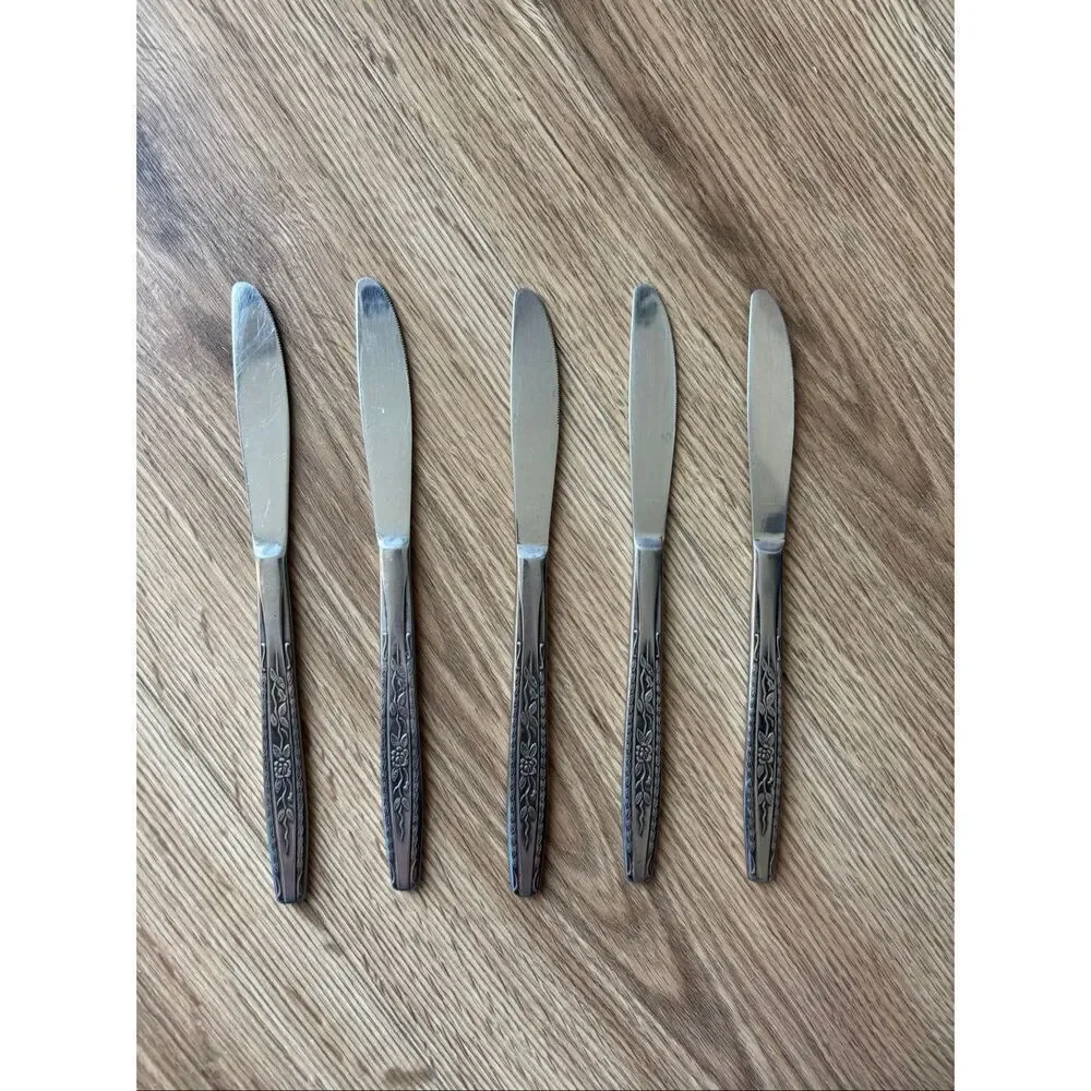 Oneida Floral Stainless Steel Dinner Knives Set of 5